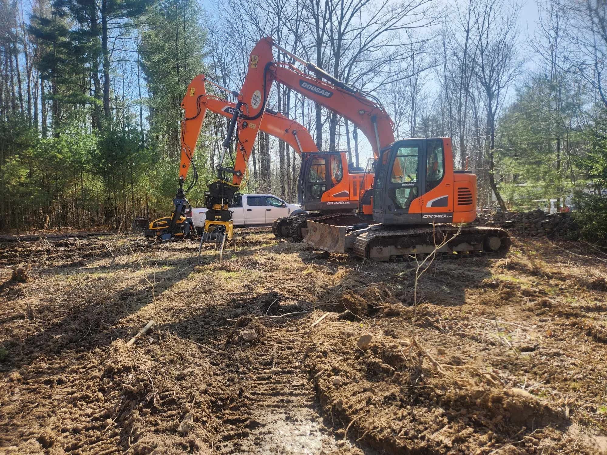 Harvested timber staged at the landing